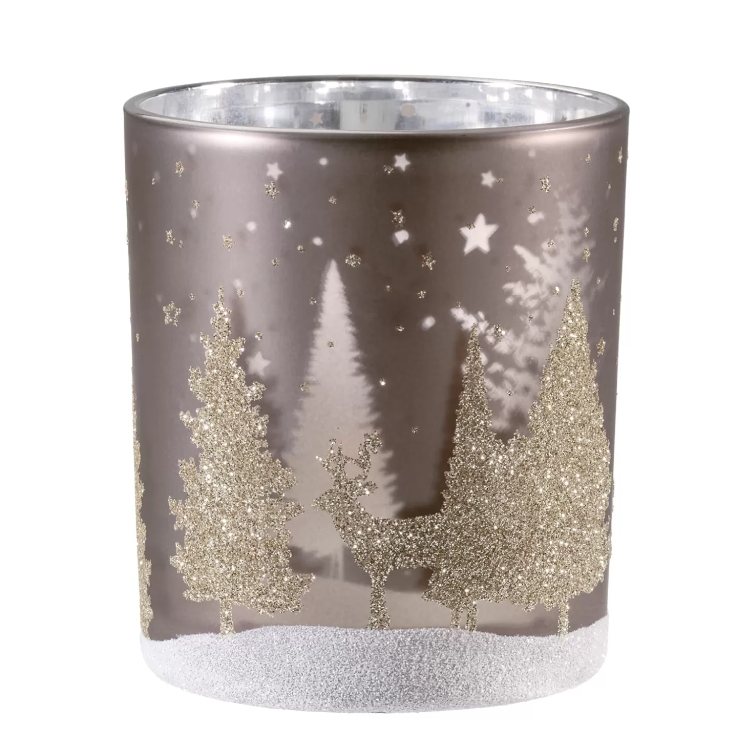 * Candle- & Tealight Holders>Tealight Holder "Deer In The Forest" Taupe, 10Cm