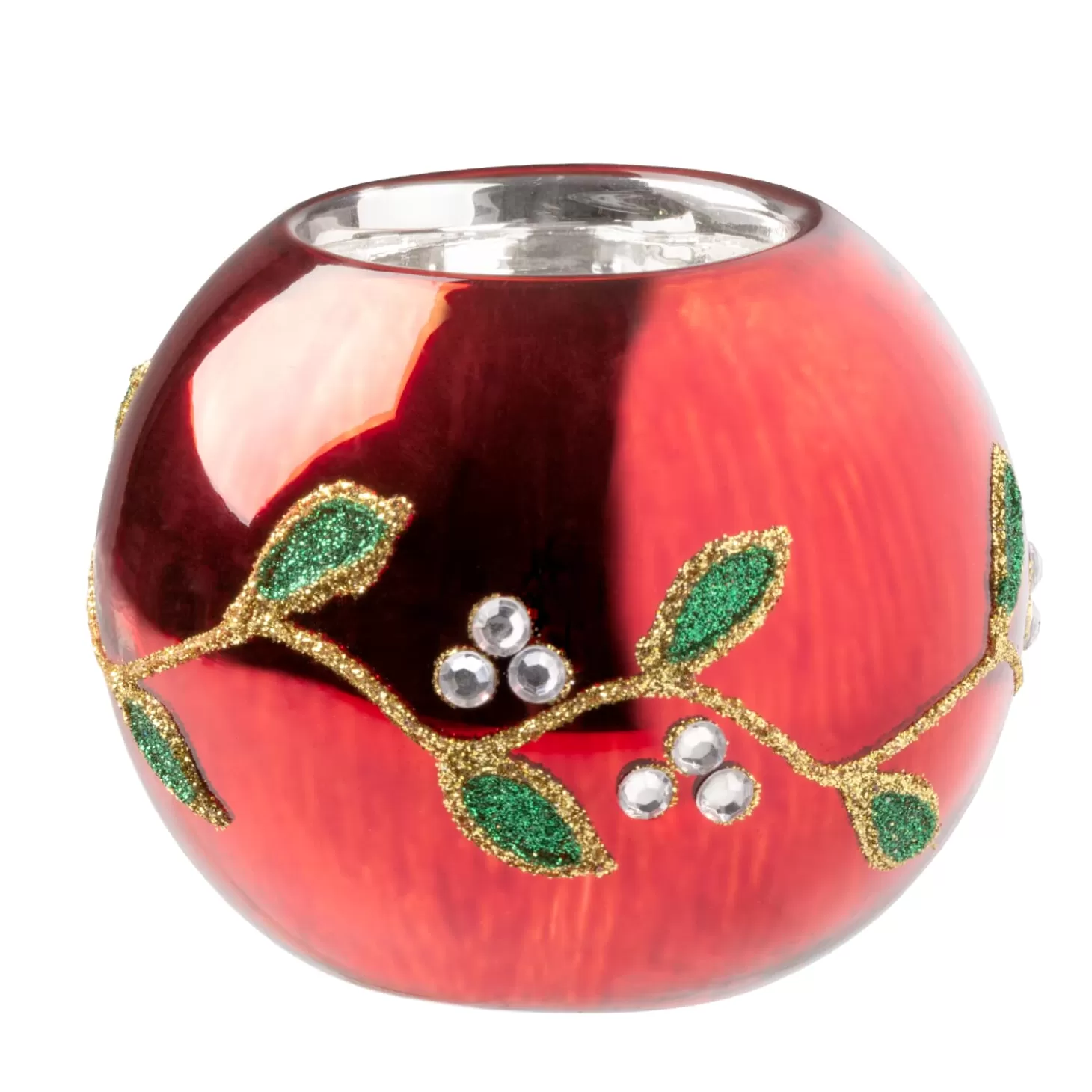 * Candle- & Tealight Holders>Tealight Holder "Glittering Mistletoe"