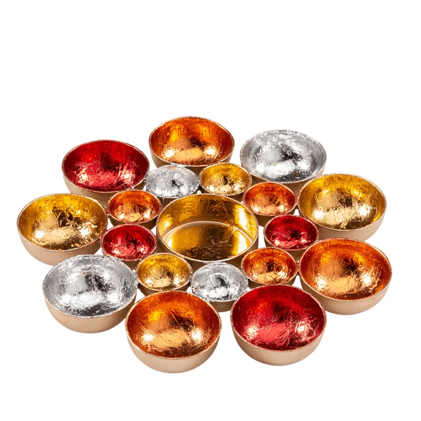 * Candle- & Tealight Holders>Tealight Holder Red-Gold, Round