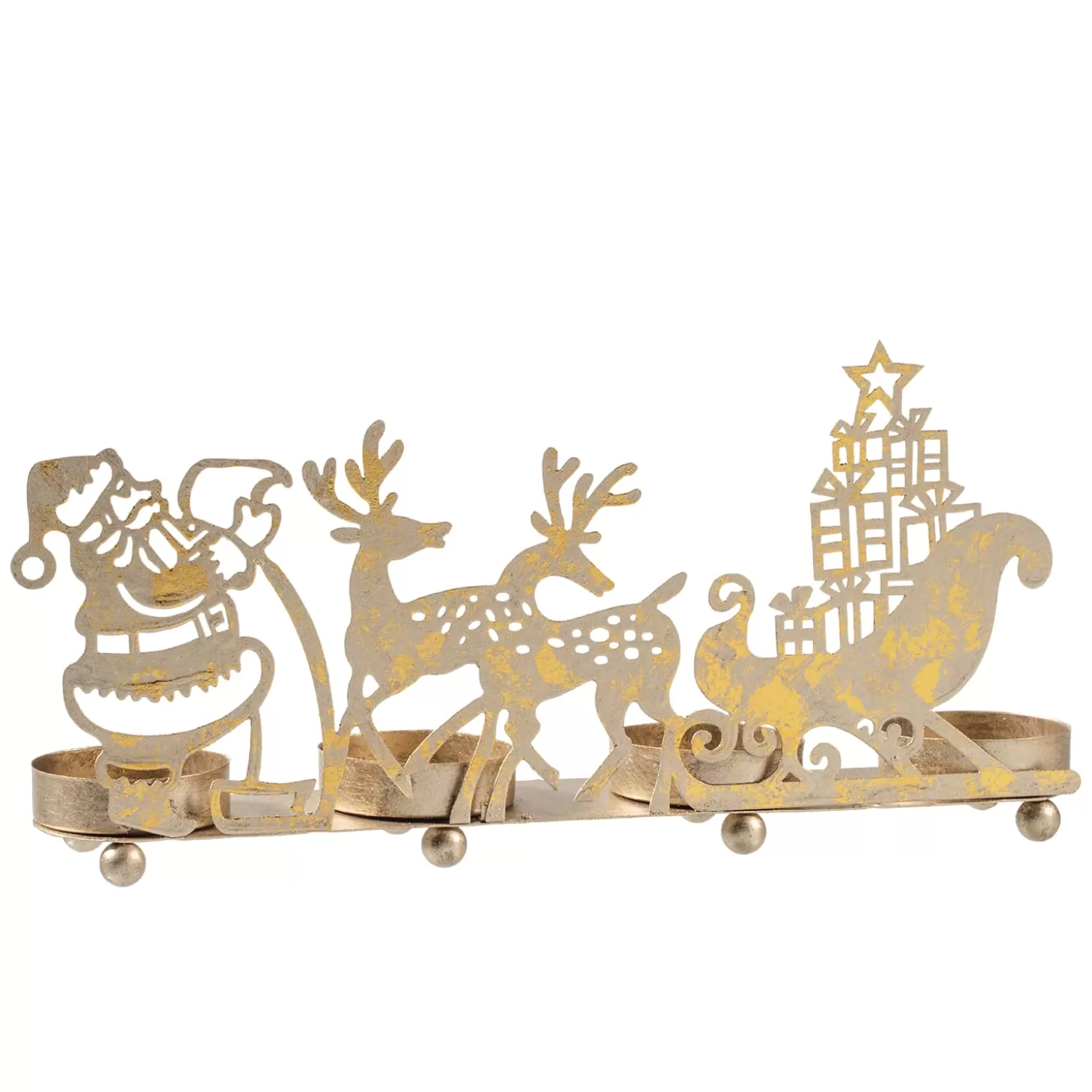 * Candle- & Tealight Holders>Tealight Holder "Reindeer Sleigh", Gold