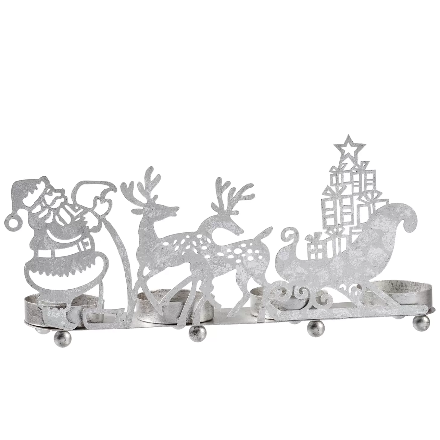 * Candle- & Tealight Holders>Tealight Holder "Reindeer Sleigh", Silver