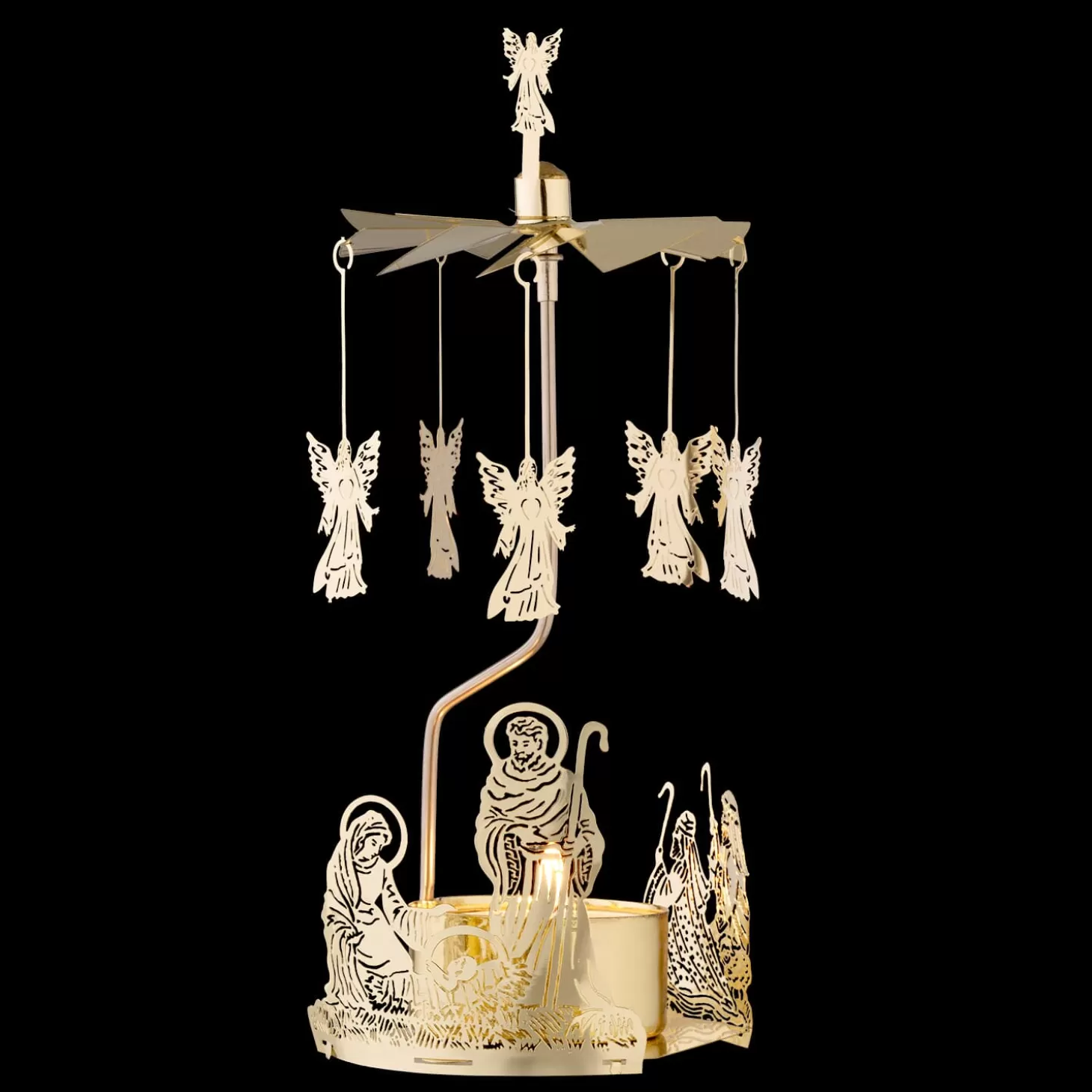 * Candle- & Tealight Holders>Tealight Mobile "Holy Family", Gold