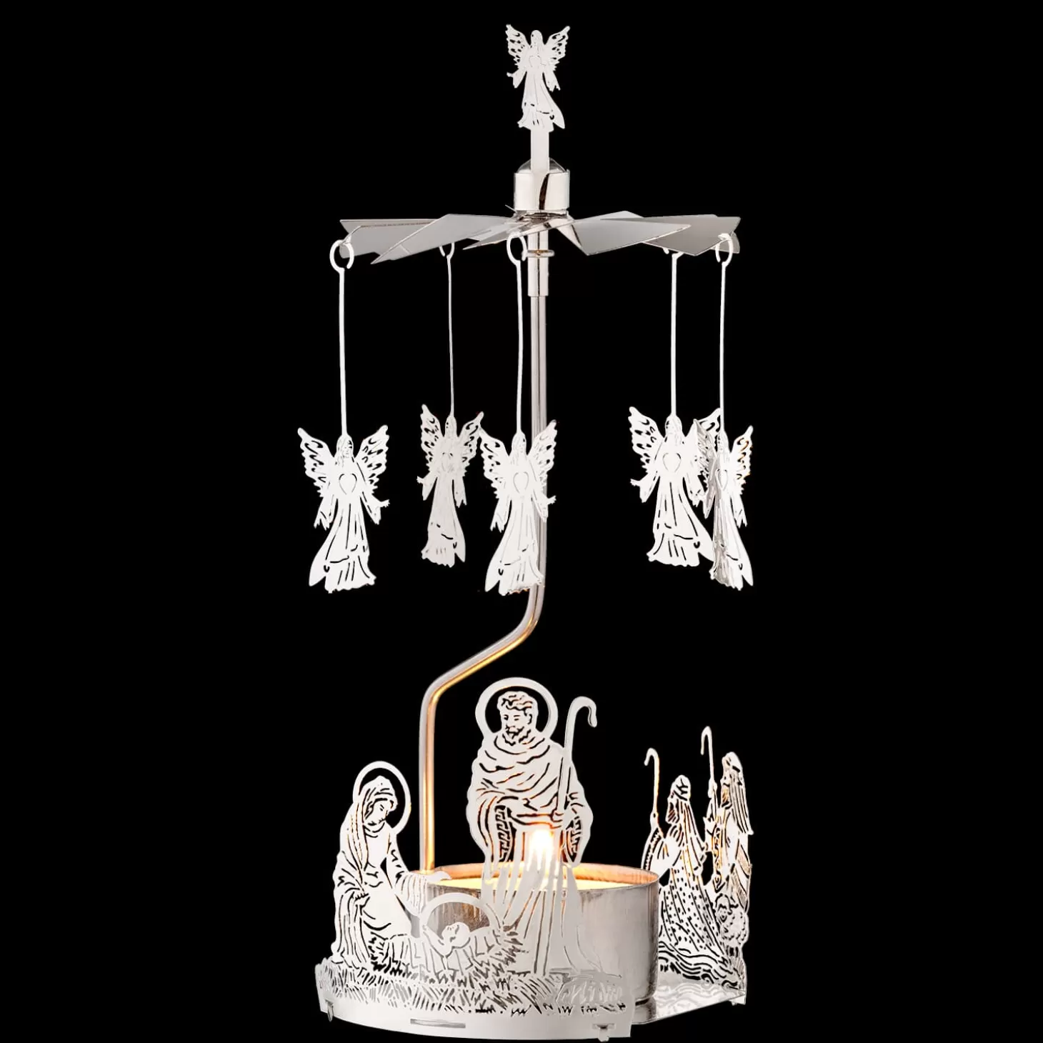 * Candle- & Tealight Holders>Tealight Mobile "Holy Family", Silver