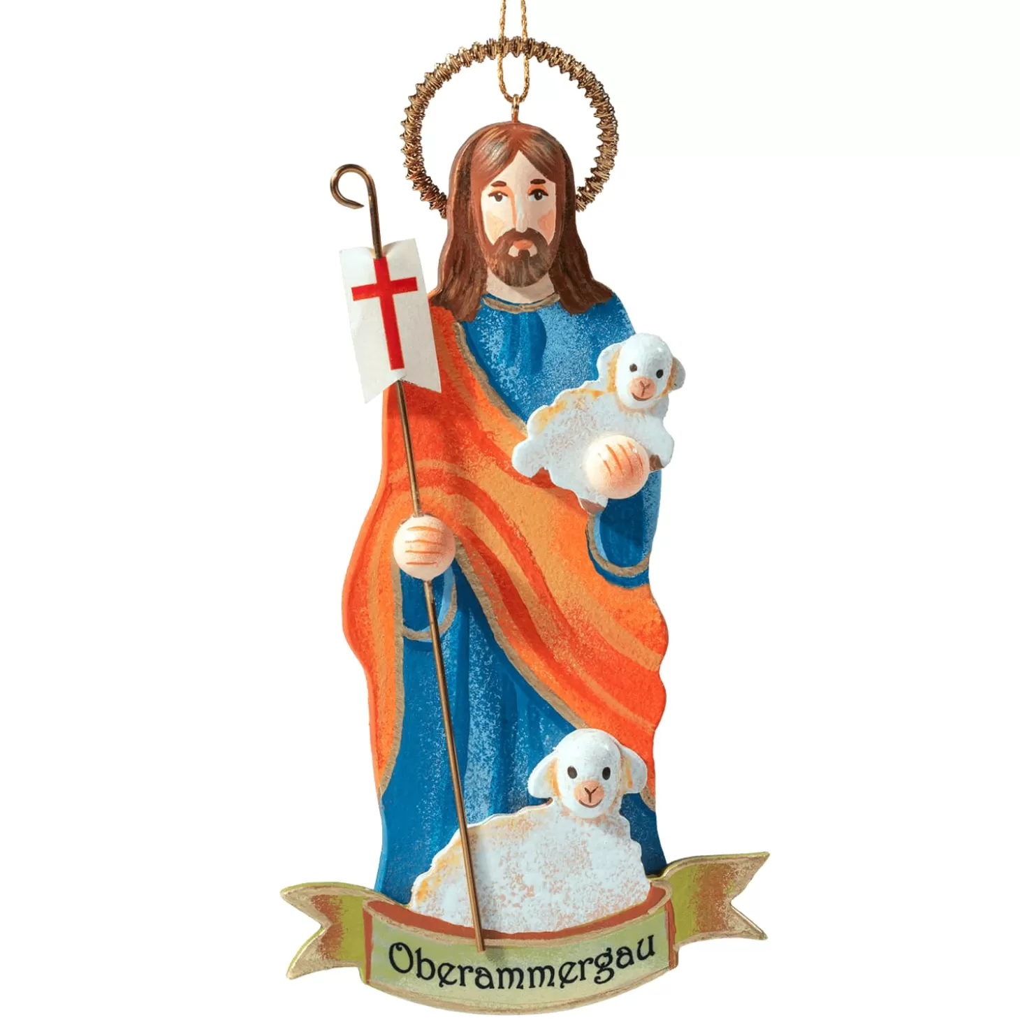 * Wood Tree Decorations>The Good Shepherd, Oberammergau