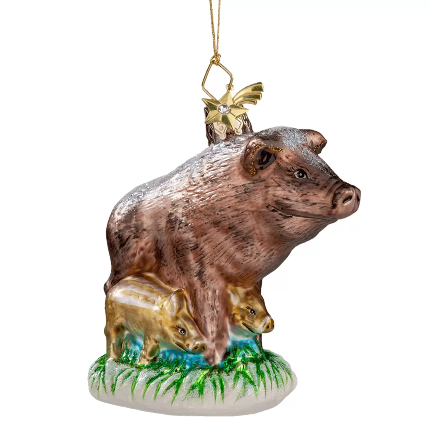 Poesie in Glas Glass Tree Decorations>Wild Boar Family