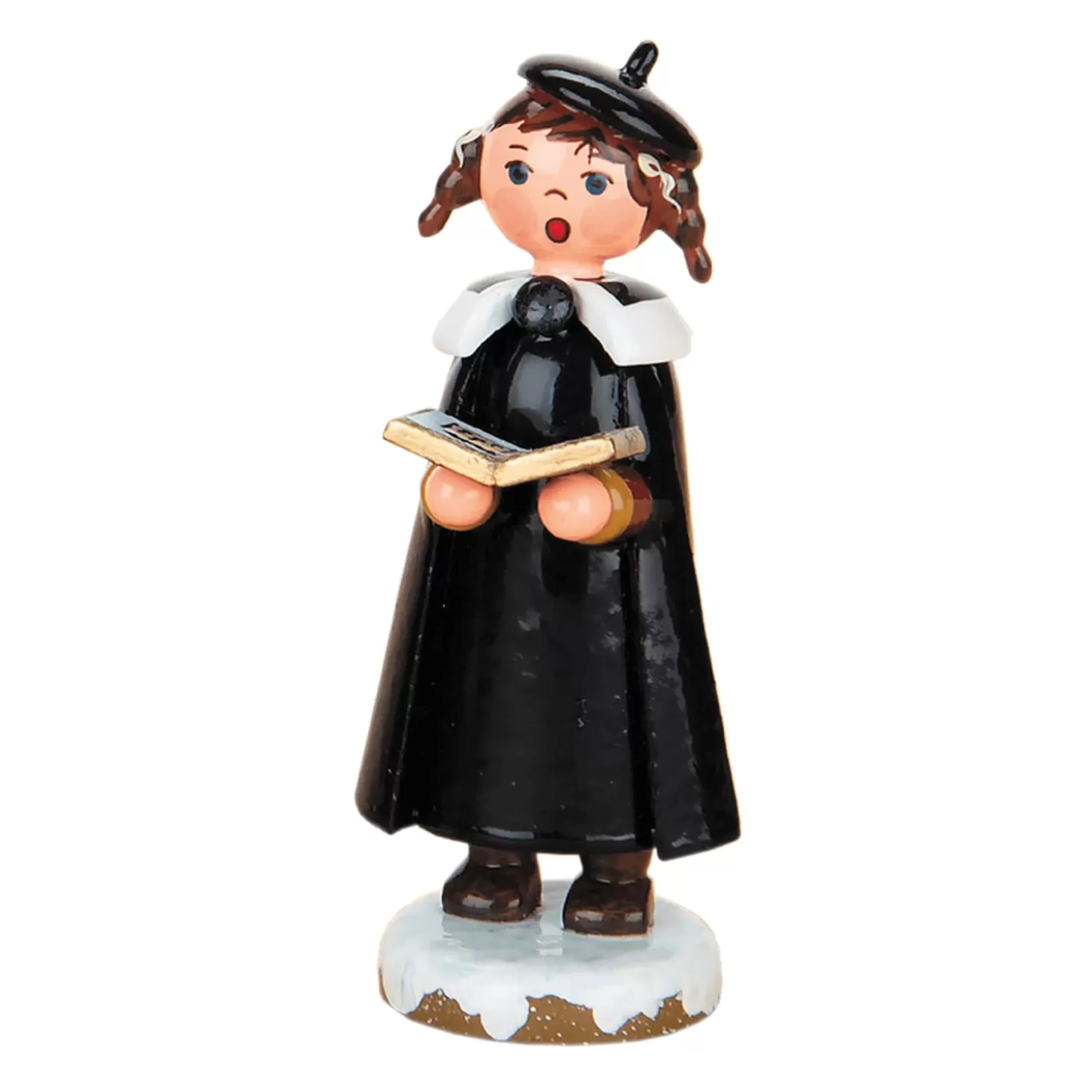 Hubrig Volkskunst Hubrig Miniatures>Winter Children Carol Singer With Braids And Book