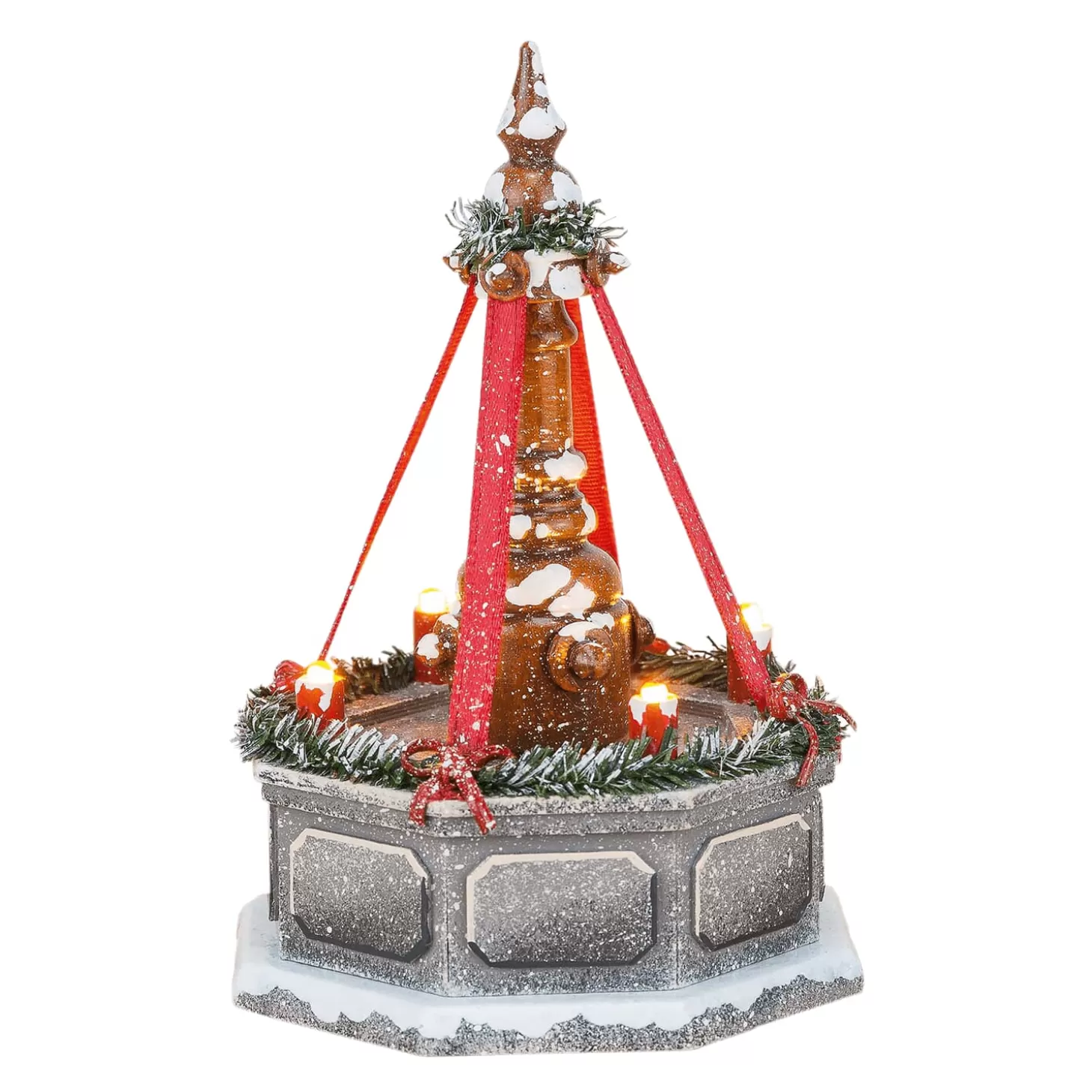 Hubrig Volkskunst Hubrig Miniatures>Winter Children City Fountain, Electric Lighting