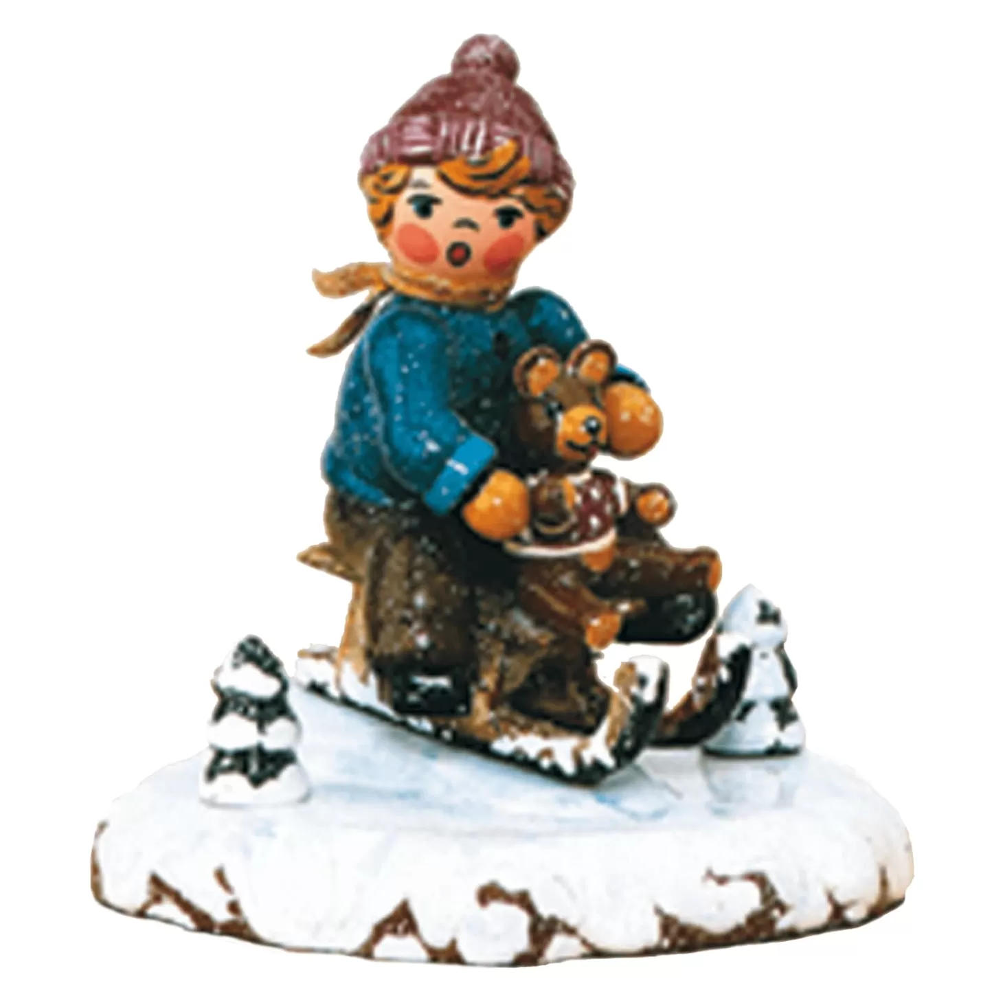 Hubrig Volkskunst Hubrig Miniatures>Winter Children Sledge Driver Boy