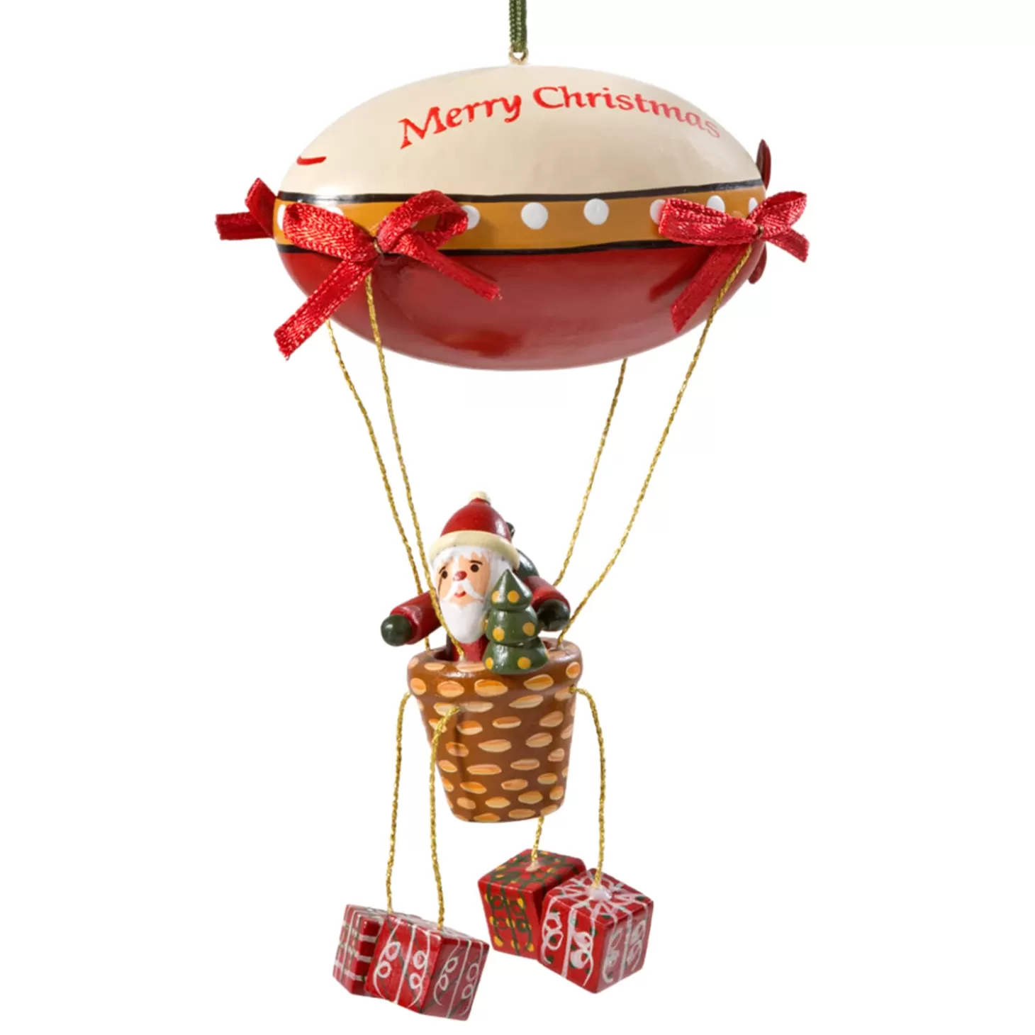 * Wood Tree Decorations>Zeppelin With Santa